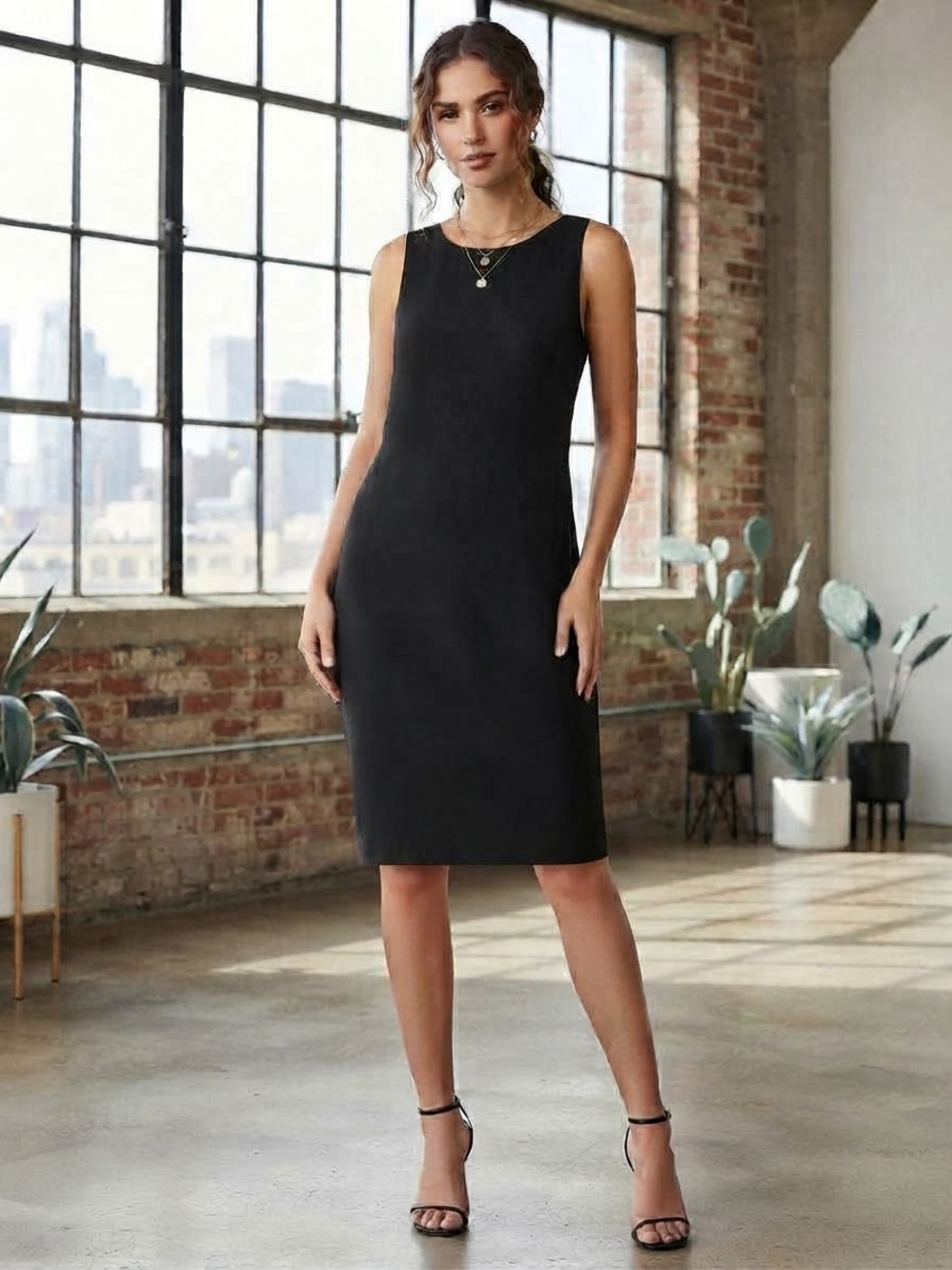Max Studio Black Sleeveless Sheath Dress
